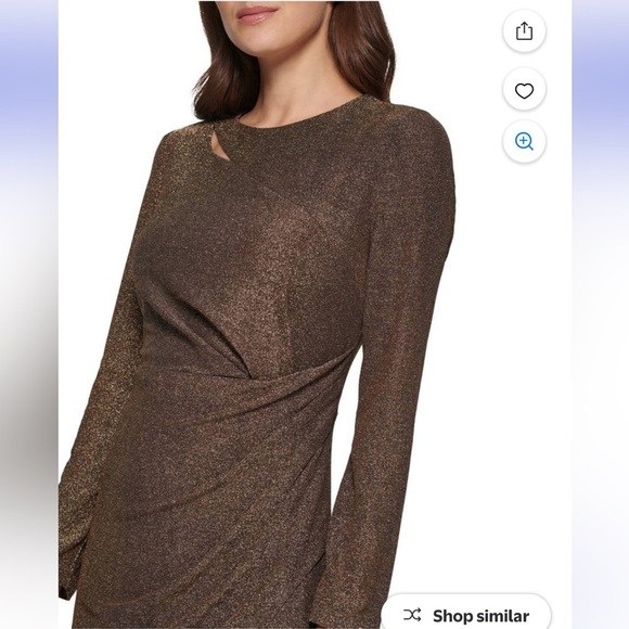 DKNY Metallic Faux-Wrap Sheath Dress sz 12 - Picture 7 of 12